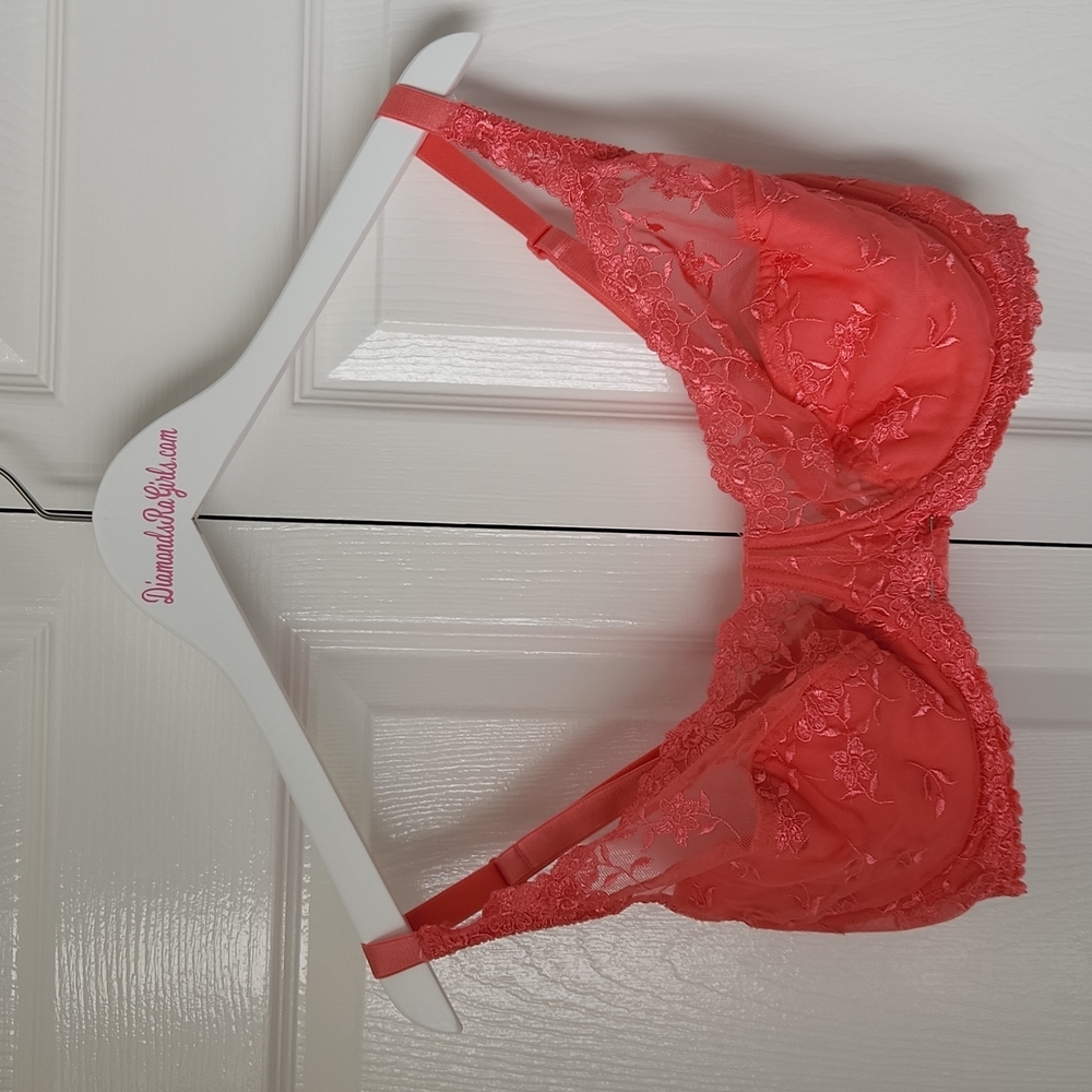 Coral Pink Lace Underwire semi padded bra 42D EUC
